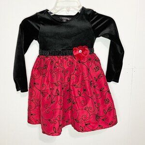 George Girls Sz 5 Party Dress Velvet Tulle Crinoline Sparkle Red Black